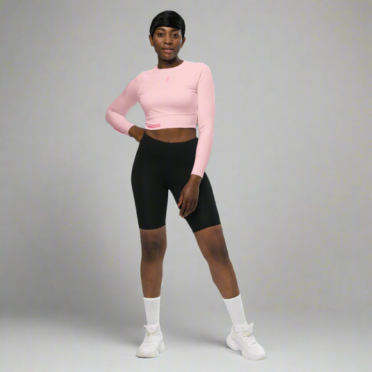 LOVEGYM Recycled Long-Sleeve Crop Top in Pink