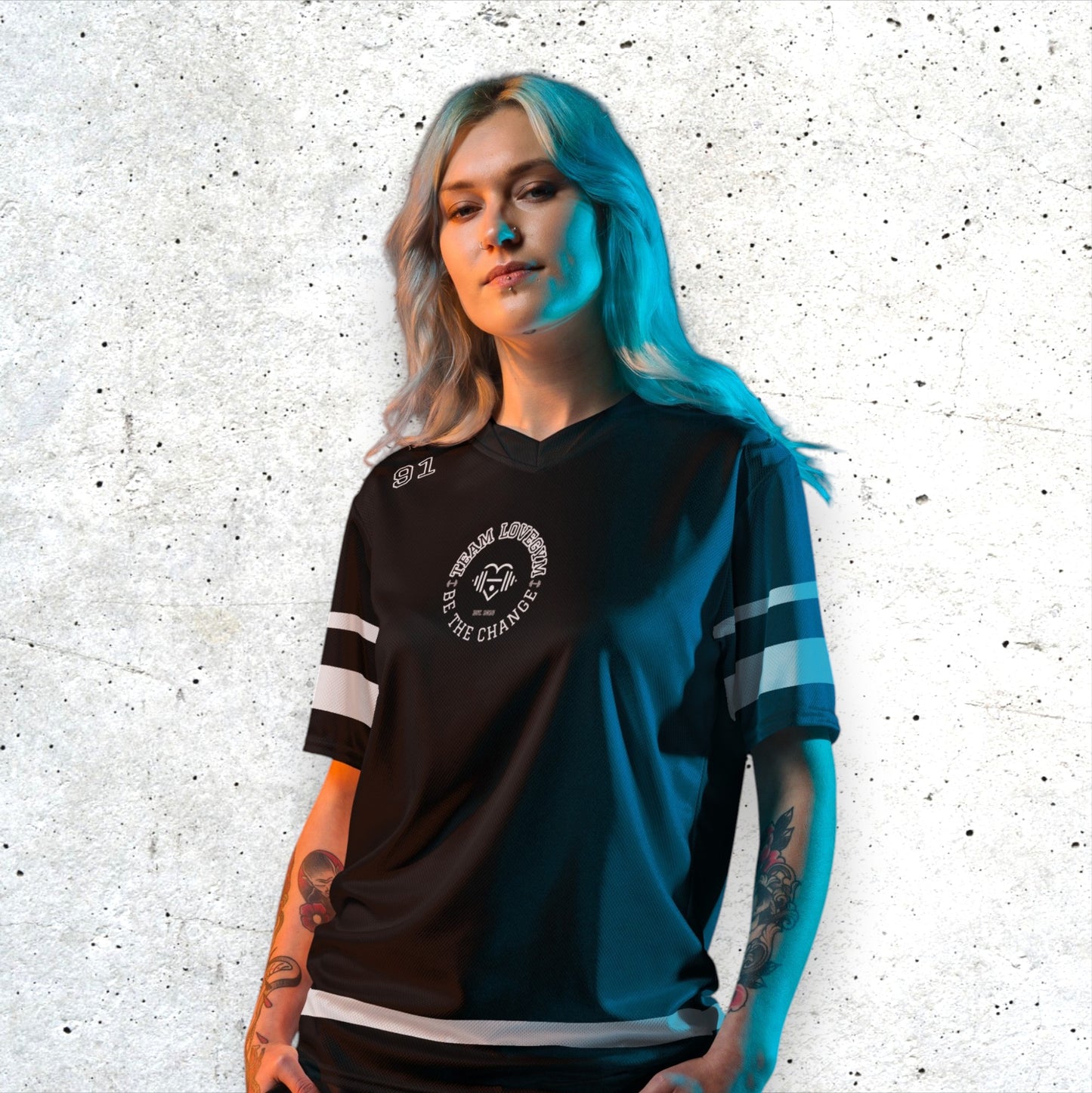 TEAM LOVEGYM Recycled Sports Jersey in Black