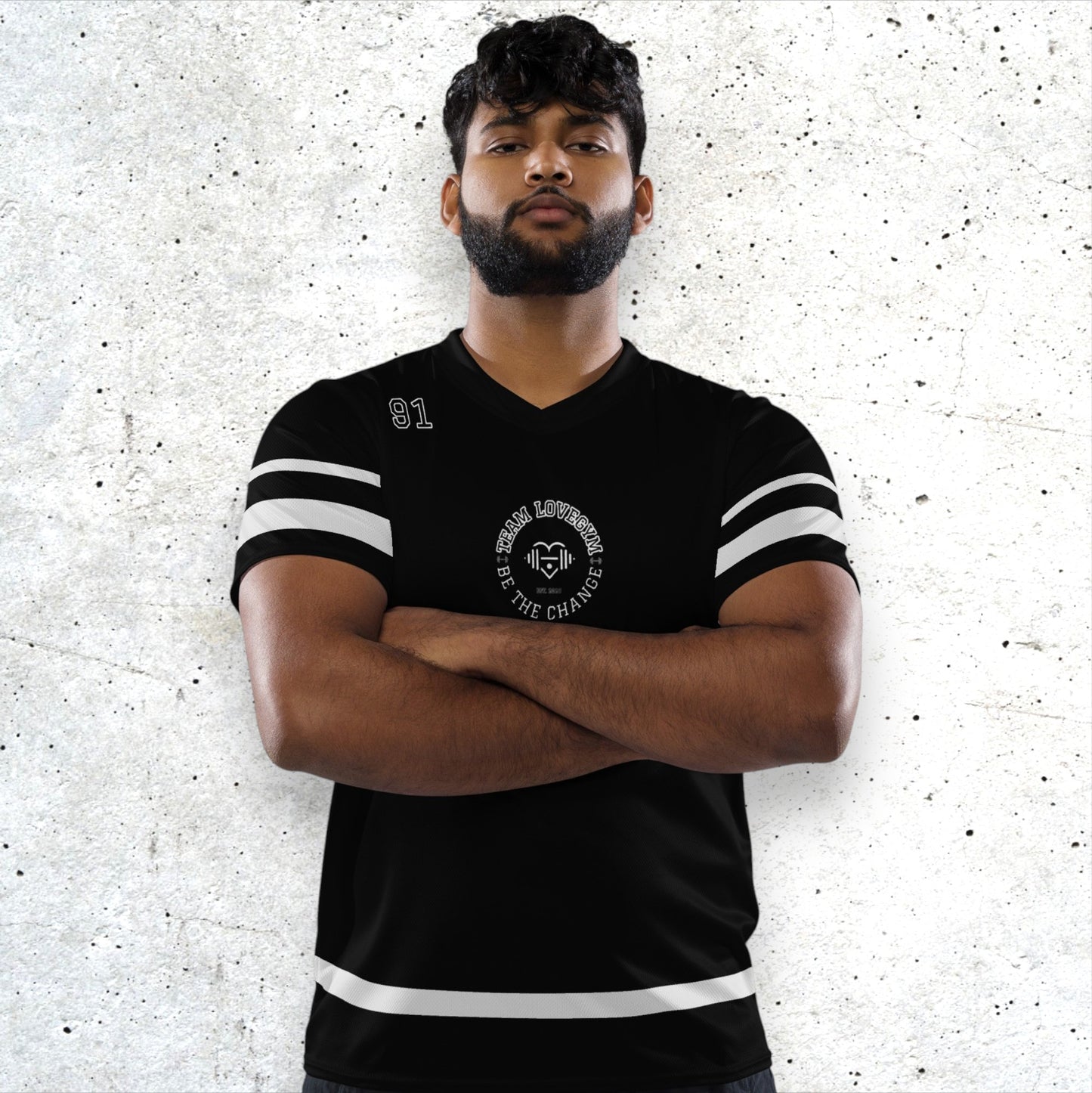 TEAM LOVEGYM Recycled Sports Jersey in Black