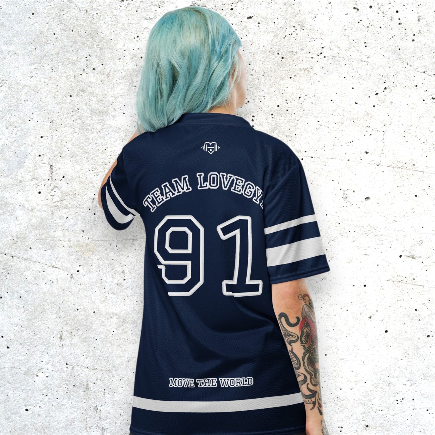 TEAM LOVEGYM Recycled Sports Jersey in Navy