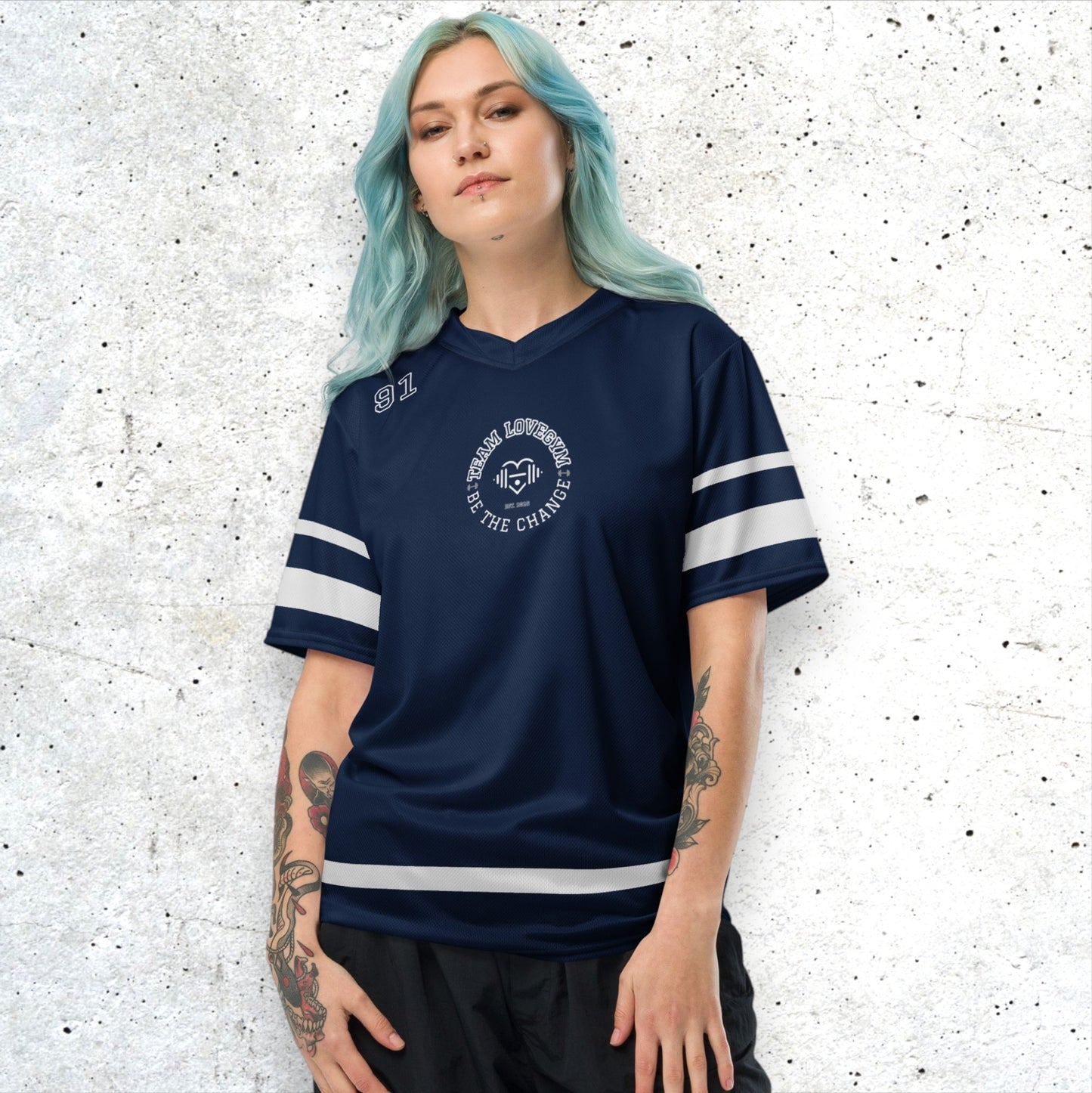 TEAM LOVEGYM Recycled Sports Jersey in Navy