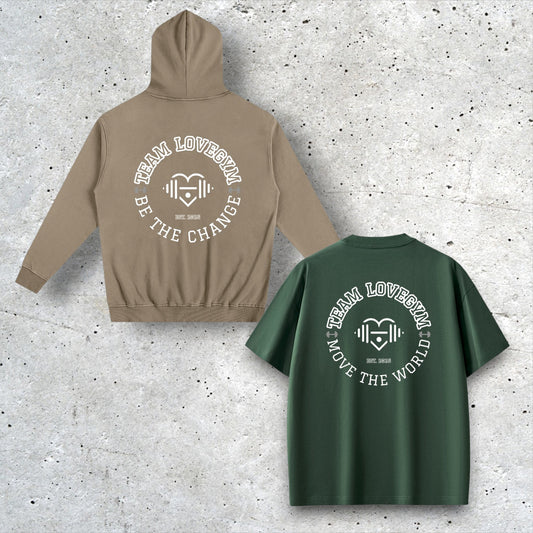 TEAM LOVEGYM Hoodie (Grey Coffee) & Sorona® T-Shirt Set