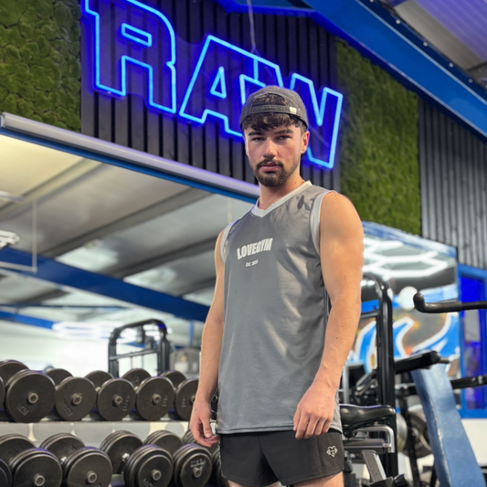 LOVEGYM Recycled Unisex Basketball Jersey in Grey