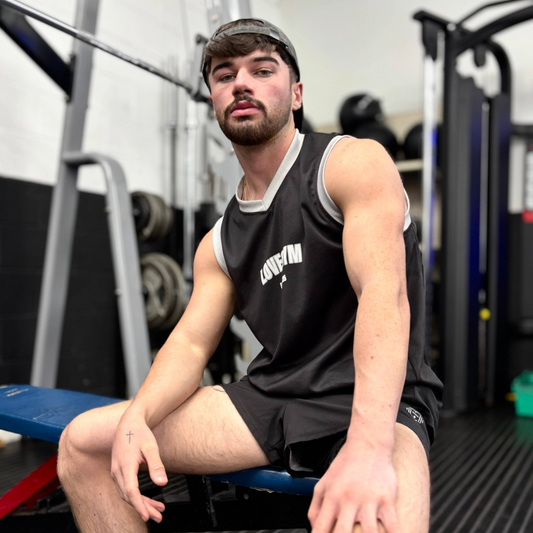 LOVEGYM Recycled Unisex Basketball Jersey in Black