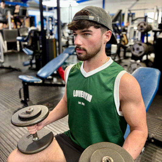 LOVEGYM Recycled Unisex Basketball Jersey in Green