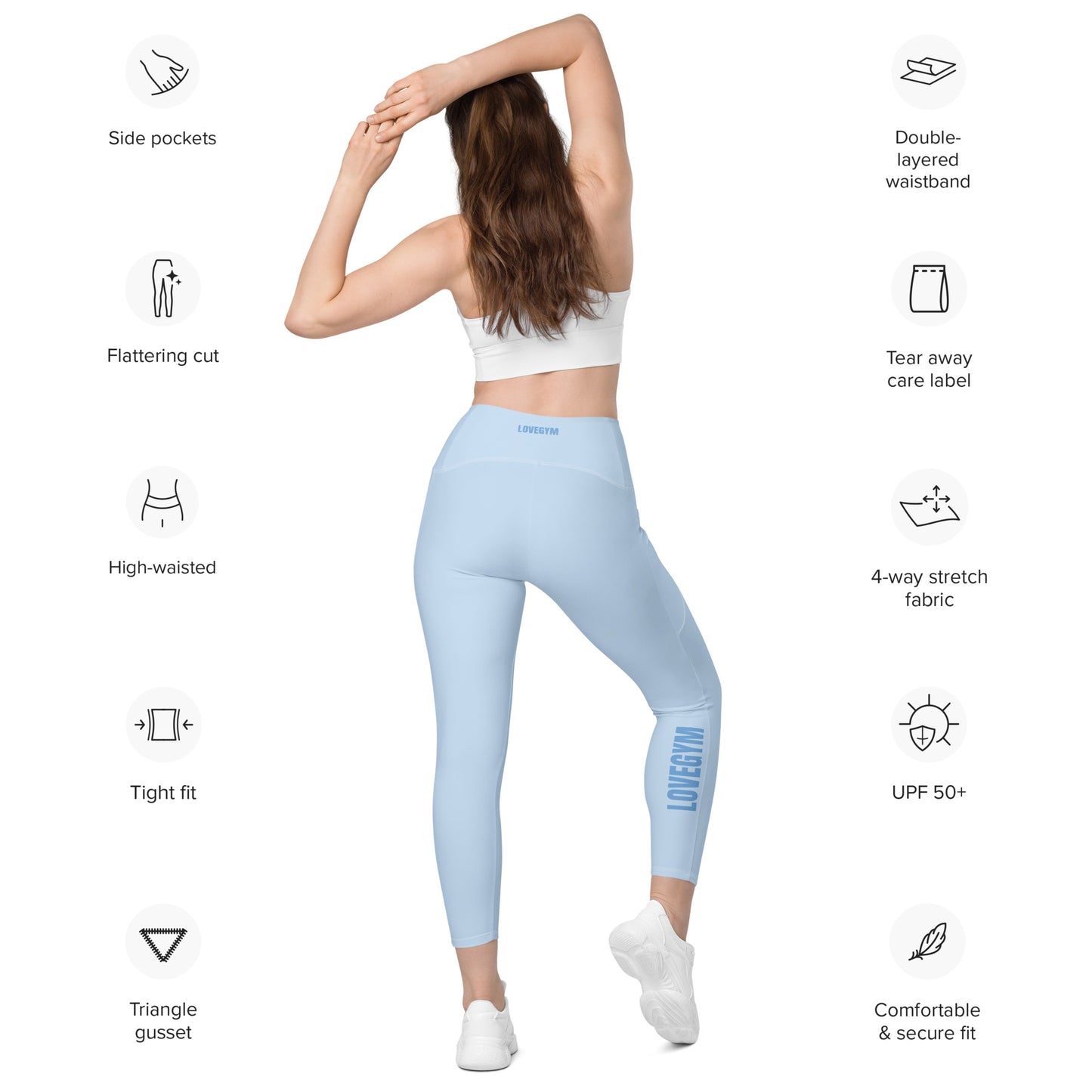 Blue LOVEGYM RECYCLED Leggings with pockets