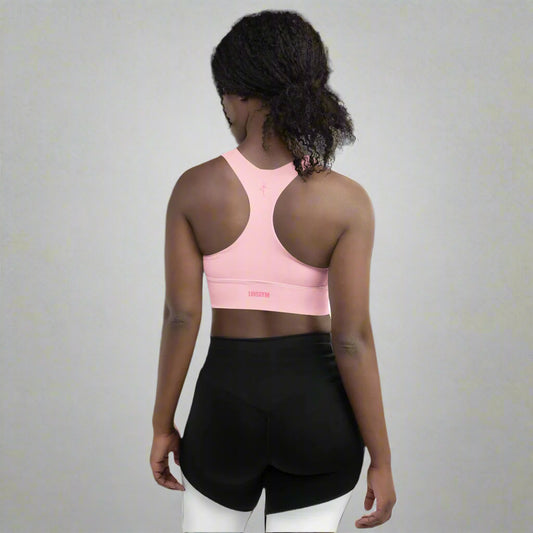 LOVEGYM Recycled Longline Sports Bra in Pink