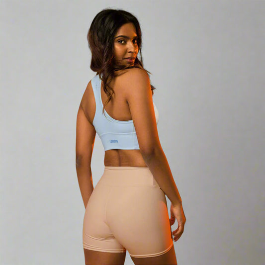 LOVEGYM Recycled Longline Sports Bra in Light Blue