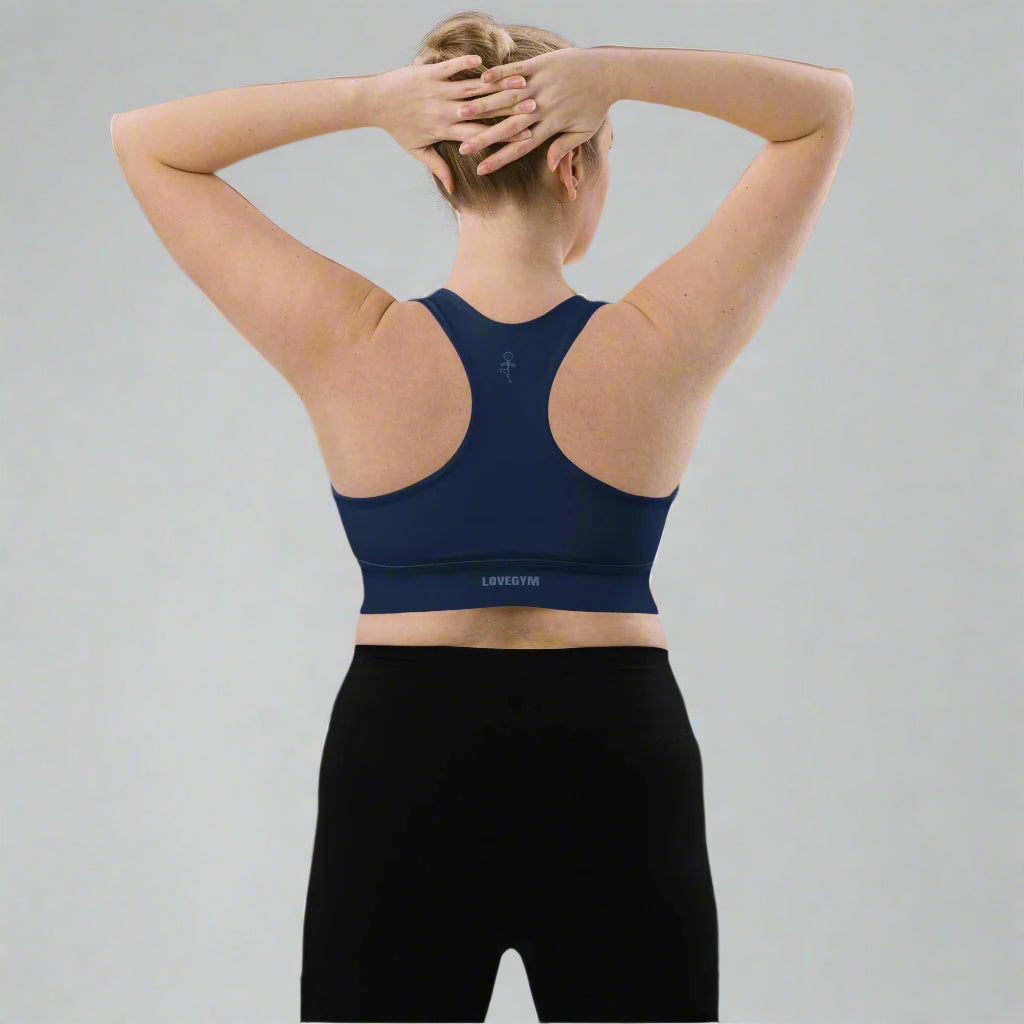 LOVEGYM Recycled Longline Sports Bra in Navy