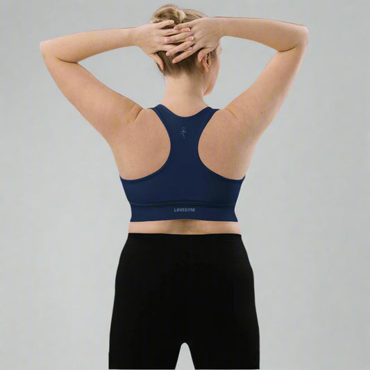 LOVEGYM Recycled Longline Sports Bra in Navy