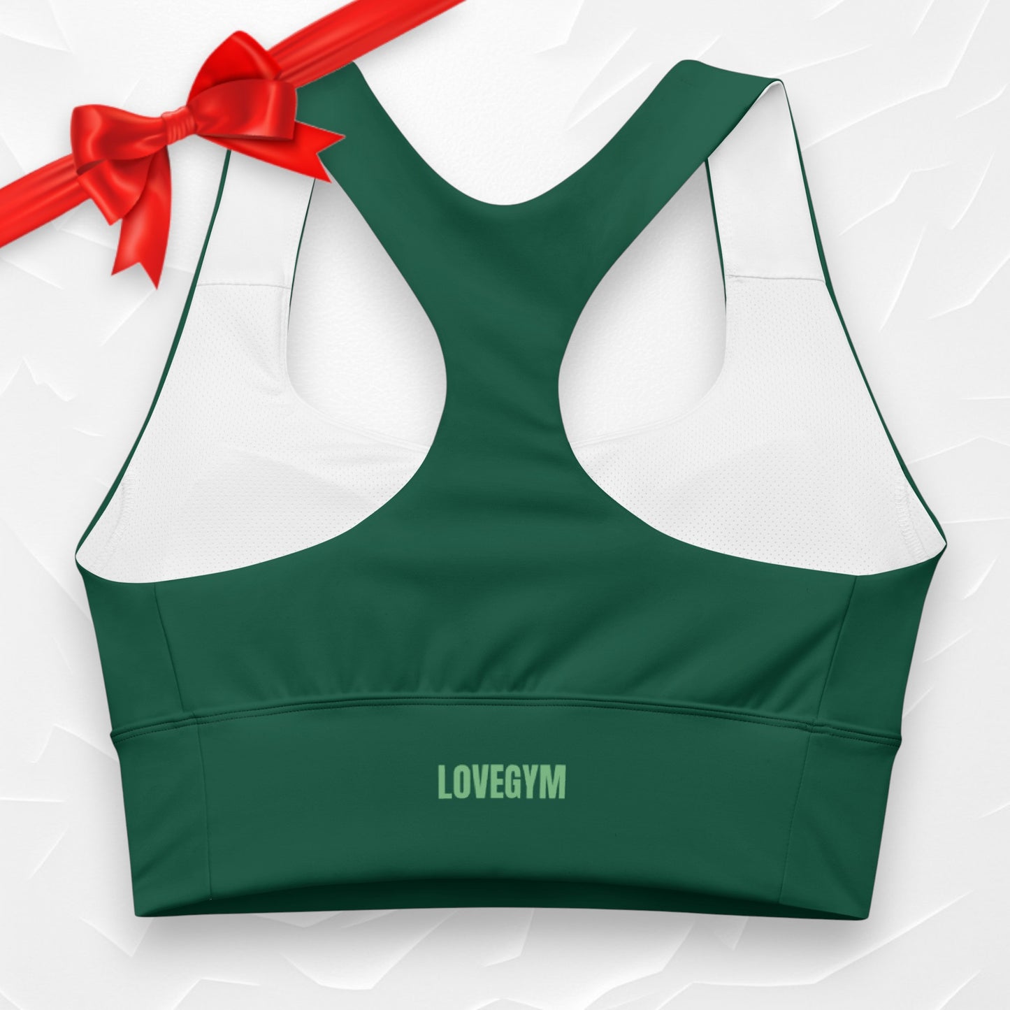 LOVEGYM Longline Recycled Sports Bra — Forest Green Edition