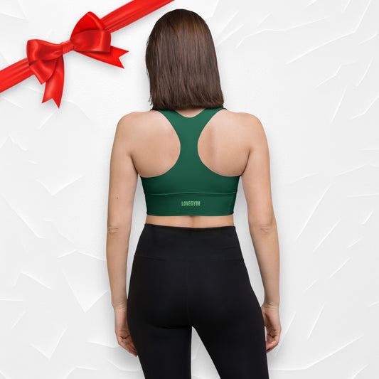 LOVEGYM Longline Recycled Sports Bra — Forest Green Edition