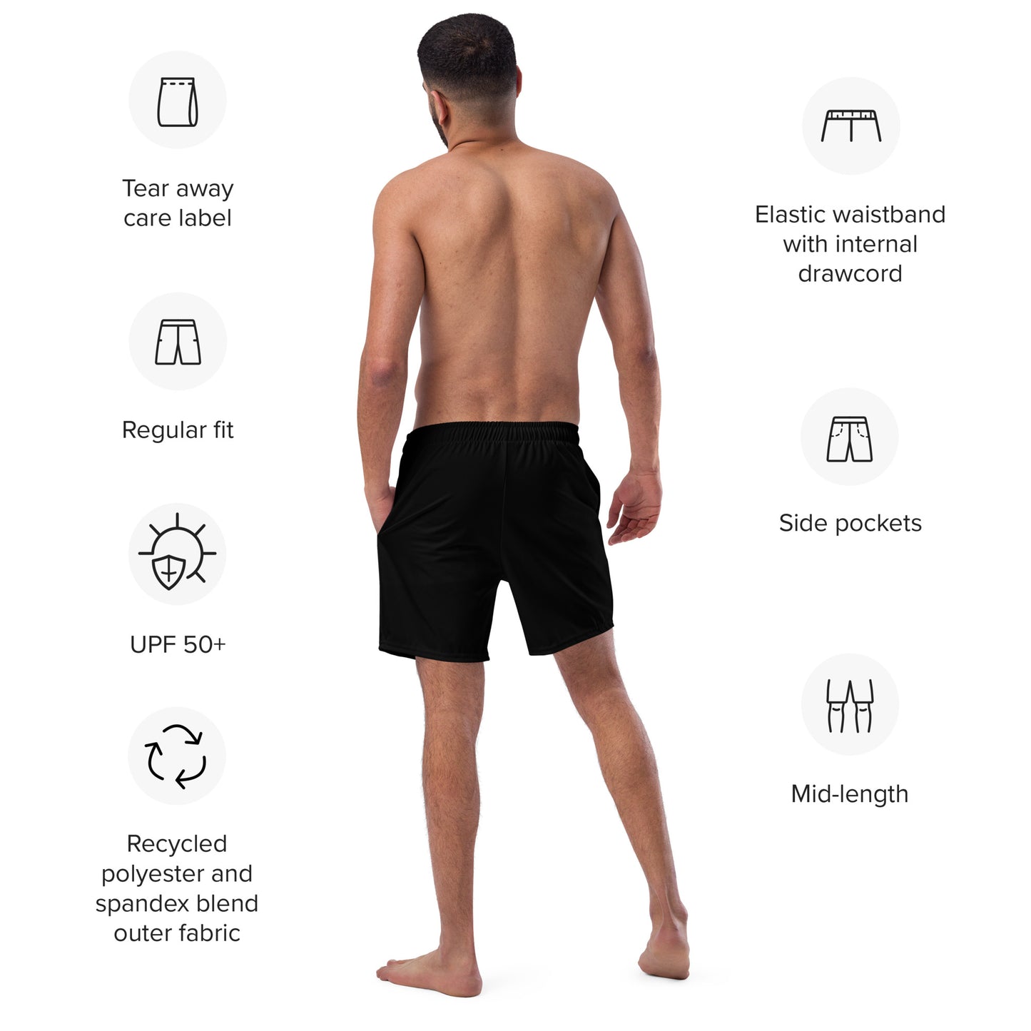LOVEGYM Recycled Swim Shorts in Black