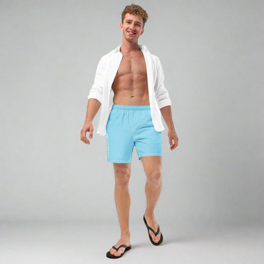 LOVEGYM Recycled Swim Shorts in Light Blue