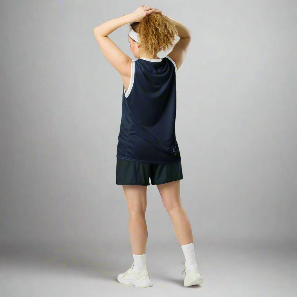 LOVEGYM Recycled unisex basketball jersey in Navy