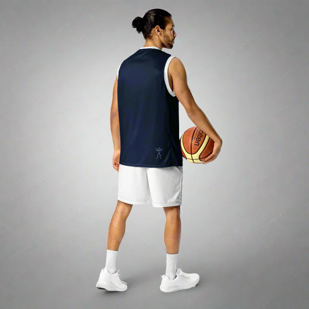 LOVEGYM Recycled unisex basketball jersey in Navy