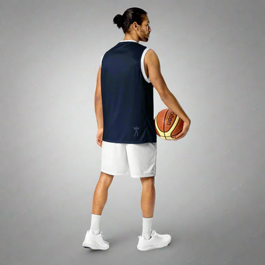 LOVEGYM Recycled unisex basketball jersey in Navy