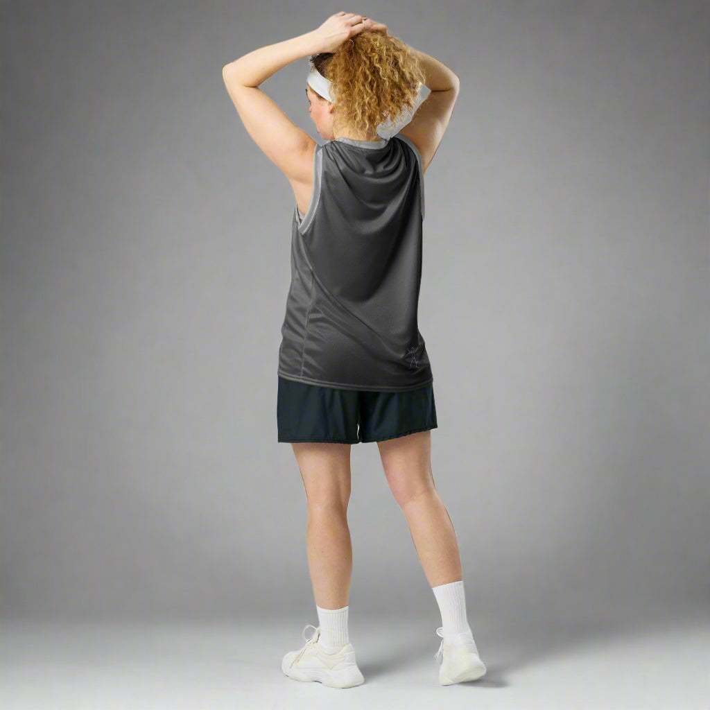 LOVEGYM Recycled Unisex Basketball Jersey in Charcoal