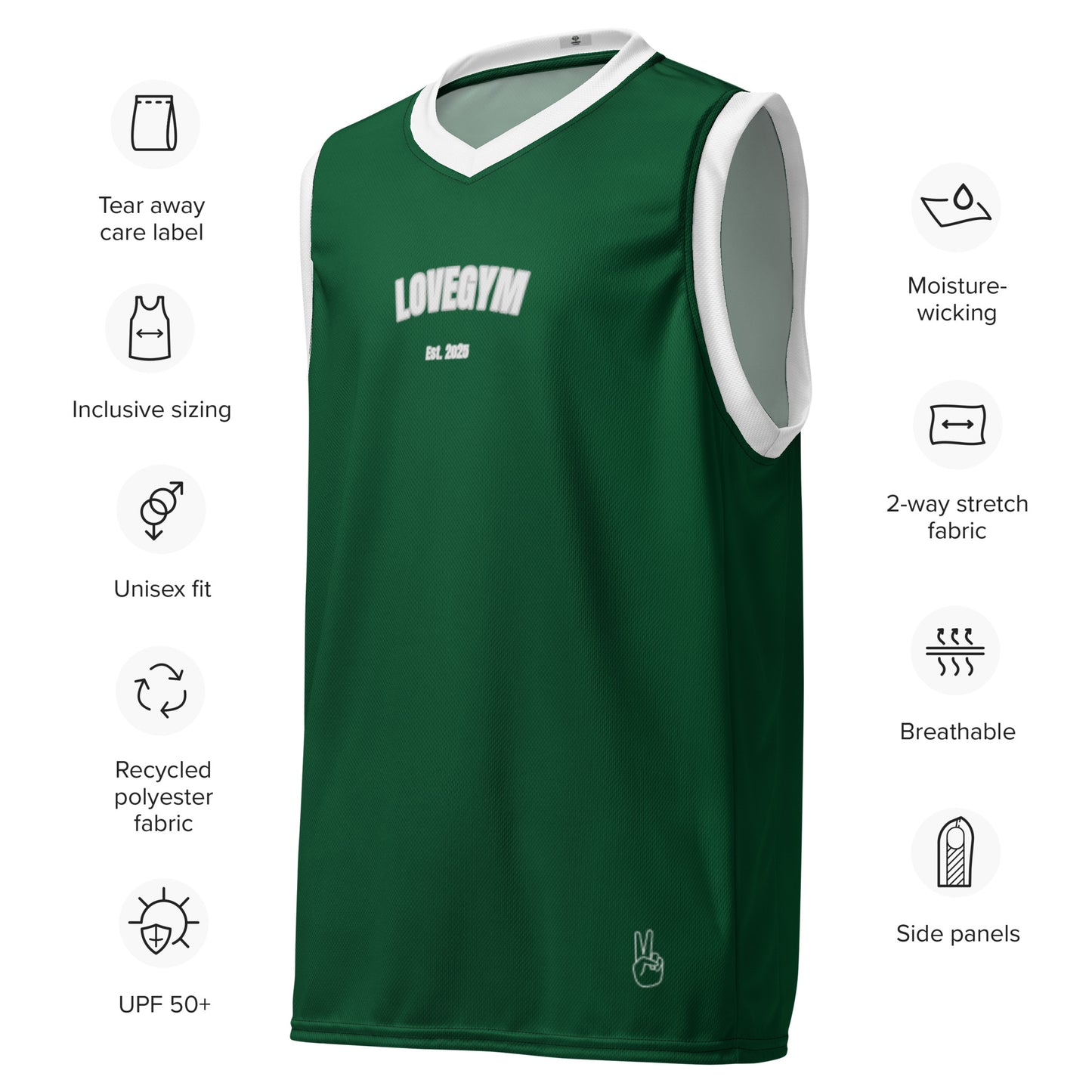 LOVEGYM Recycled unisex basketball jersey in Green