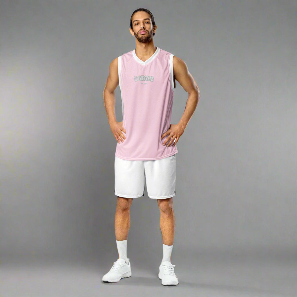 LOVEGYM Recycled unisex basketball jersey in Pink