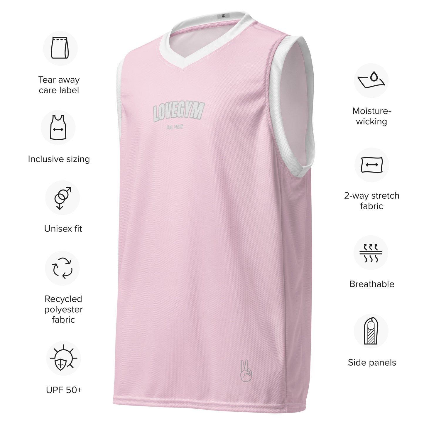 LOVEGYM Recycled unisex basketball jersey in Pink