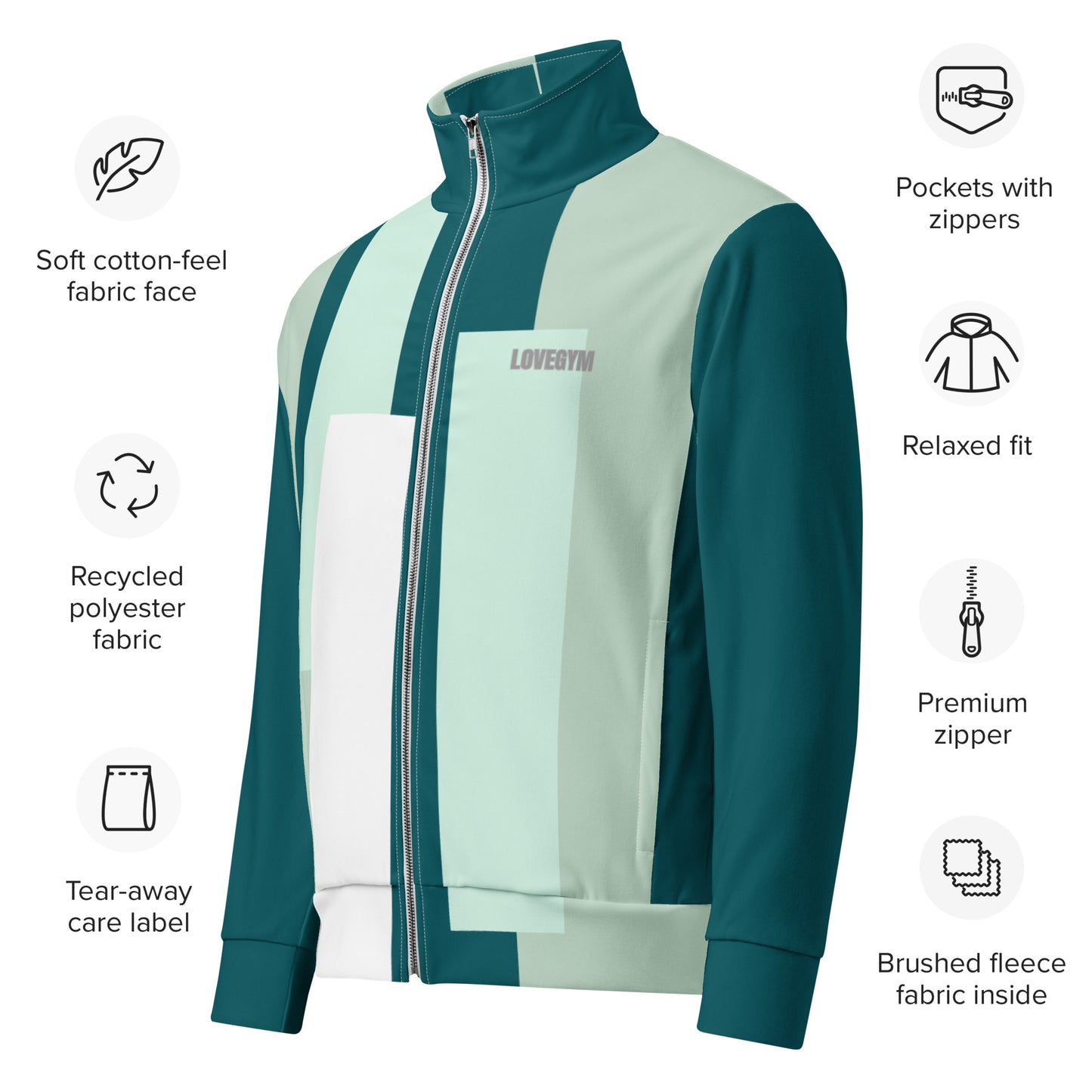 Green LOVEGYM Unisex track jacket