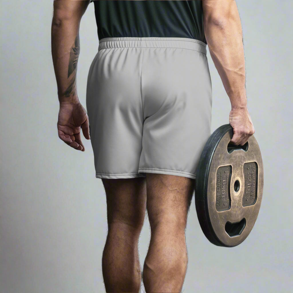 LOVEGYM Recycled Unisex Athletic Shorts in Light Grey - Regular Length