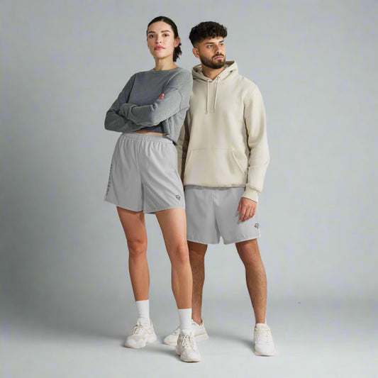 LOVEGYM Recycled Unisex Athletic Shorts in Light Grey - Regular Length