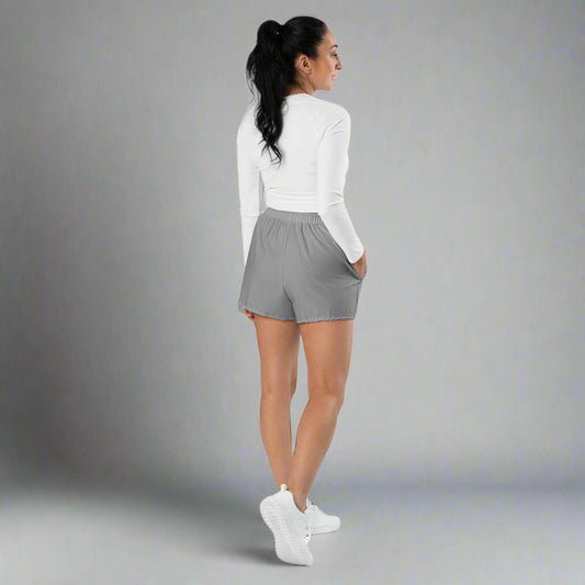 LOVEGYM Recycled Unisex Athletic Shorts in Grey– Shorter Length