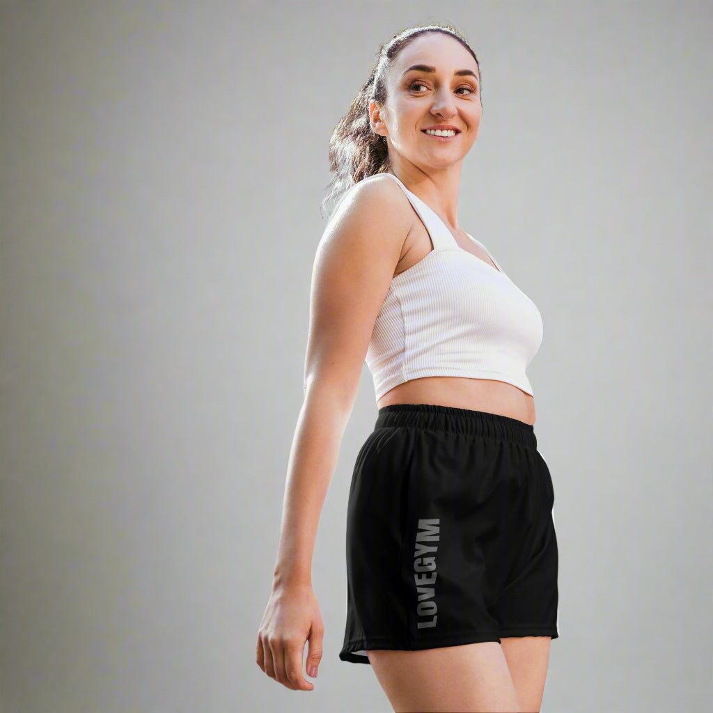 LOVEGYM Recycled Unisex Athletic Shorts in Black– Shorter Length