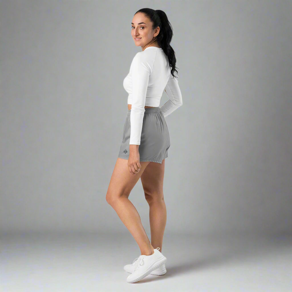 LOVEGYM Recycled Unisex Athletic Shorts in Grey– Shorter Length