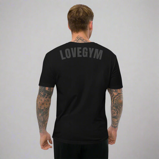 LOVEGYM Unisex Organic Cotton (Charcoal Graphic) T-Shirt in Black
