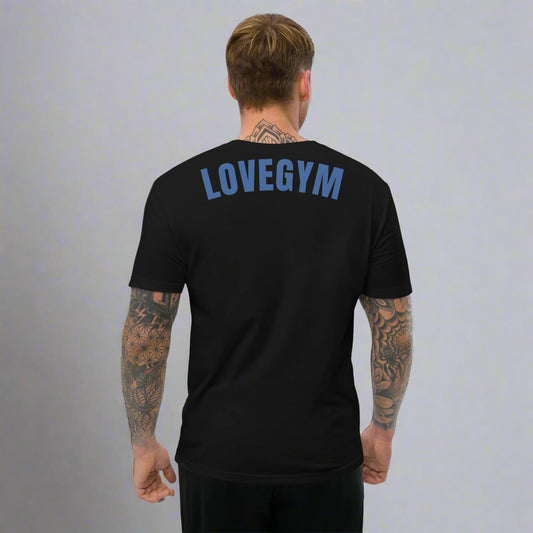 LOVEGYM Unisex Organic Cotton (Blue Graphic) T-Shirt in Black