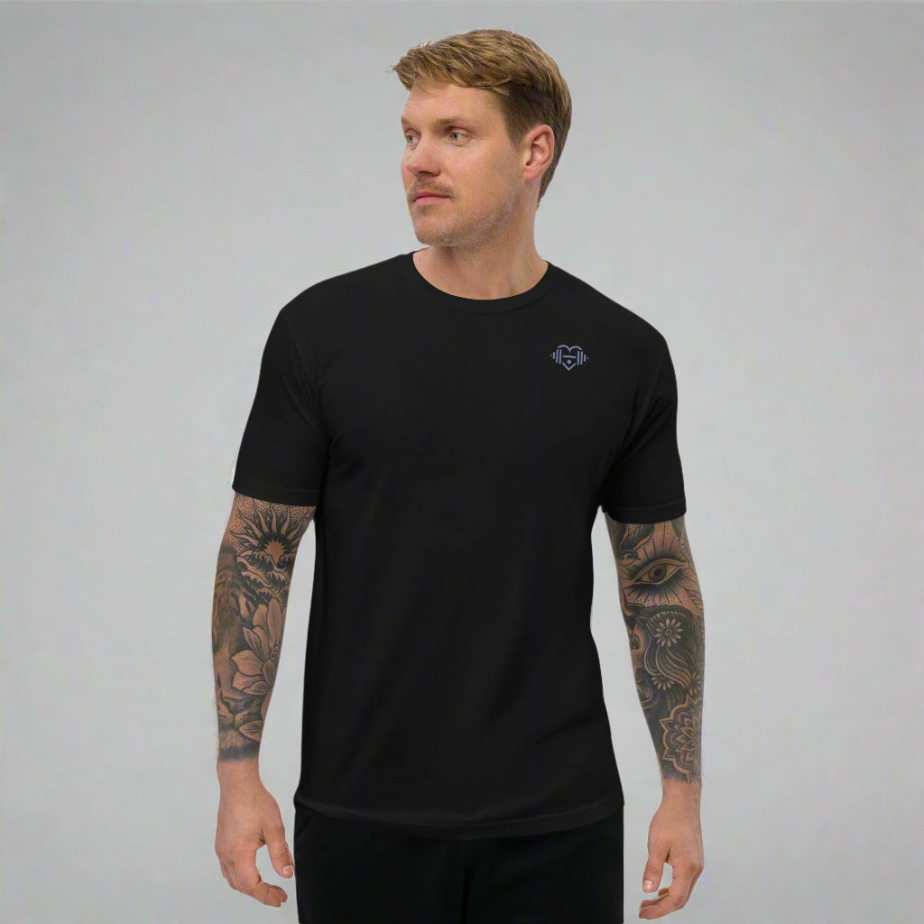 LOVEGYM Unisex Organic Cotton (Blue Graphic) T-Shirt in Black