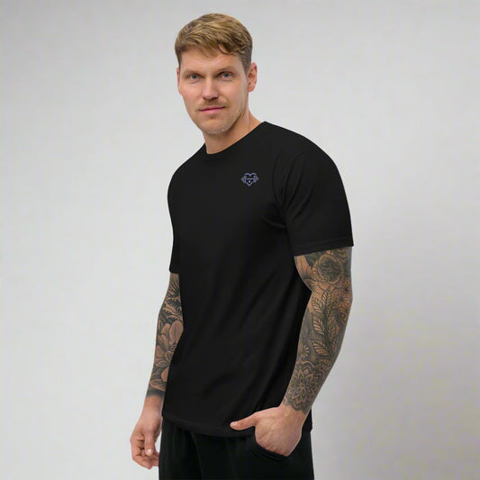 LOVEGYM Unisex Organic Cotton (Blue Graphic) T-Shirt in Black