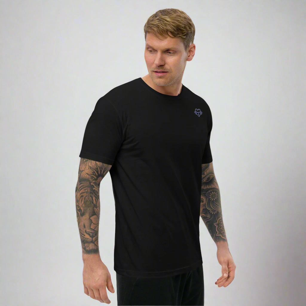 LOVEGYM Unisex Organic Cotton (Blue Graphic) T-Shirt in Black