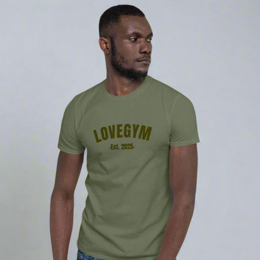LOVEGYM Basics Short-Sleeve Soft-Style Unisex T-Shirt in Military Green