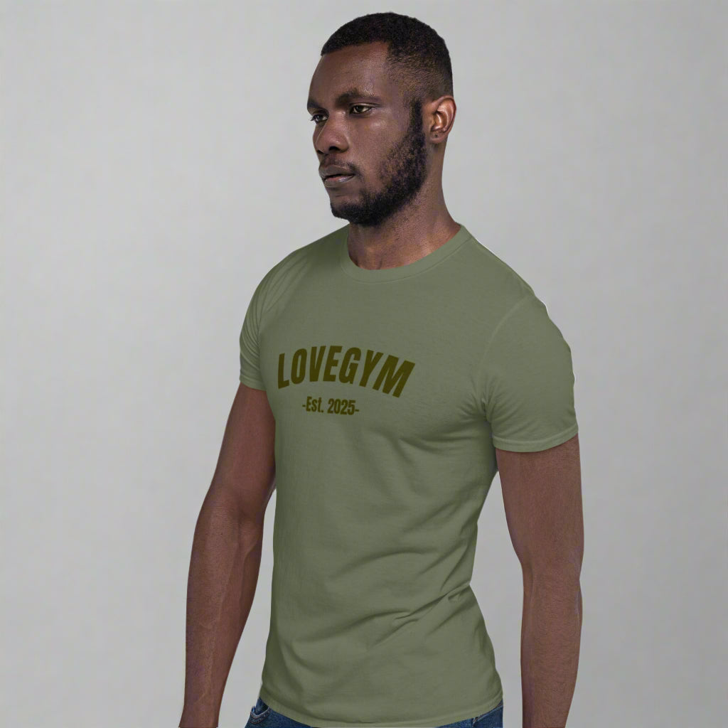LOVEGYM Basics Short-Sleeve Soft-Style Unisex T-Shirt in Military Green