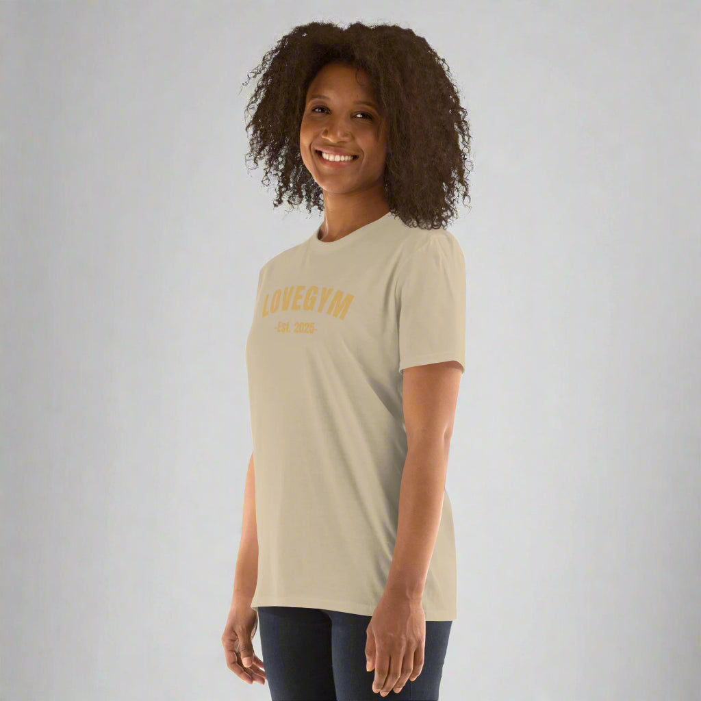 LOVEGYM Basics Short-Sleeve Soft-Style Unisex T-Shirt in Sand