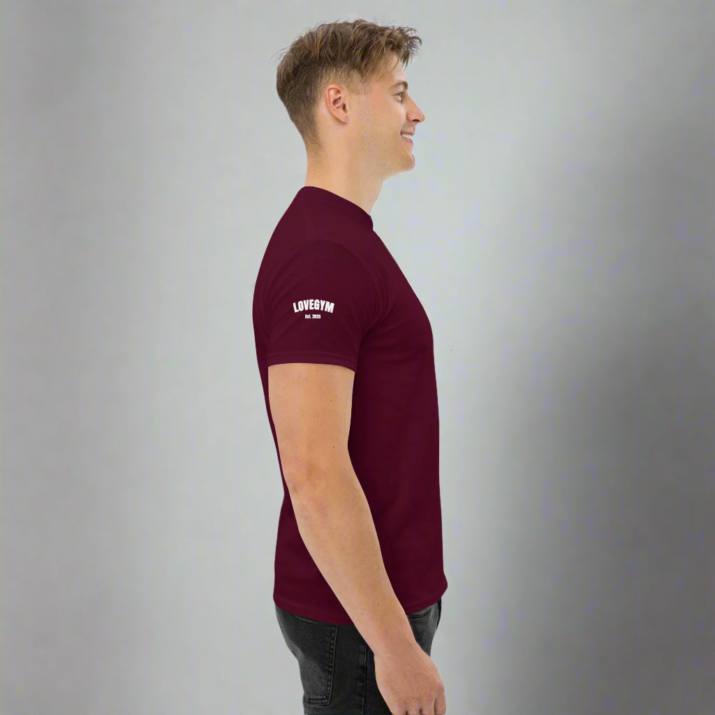 LOVEGYM Unisex Classic Tee in Burgundy