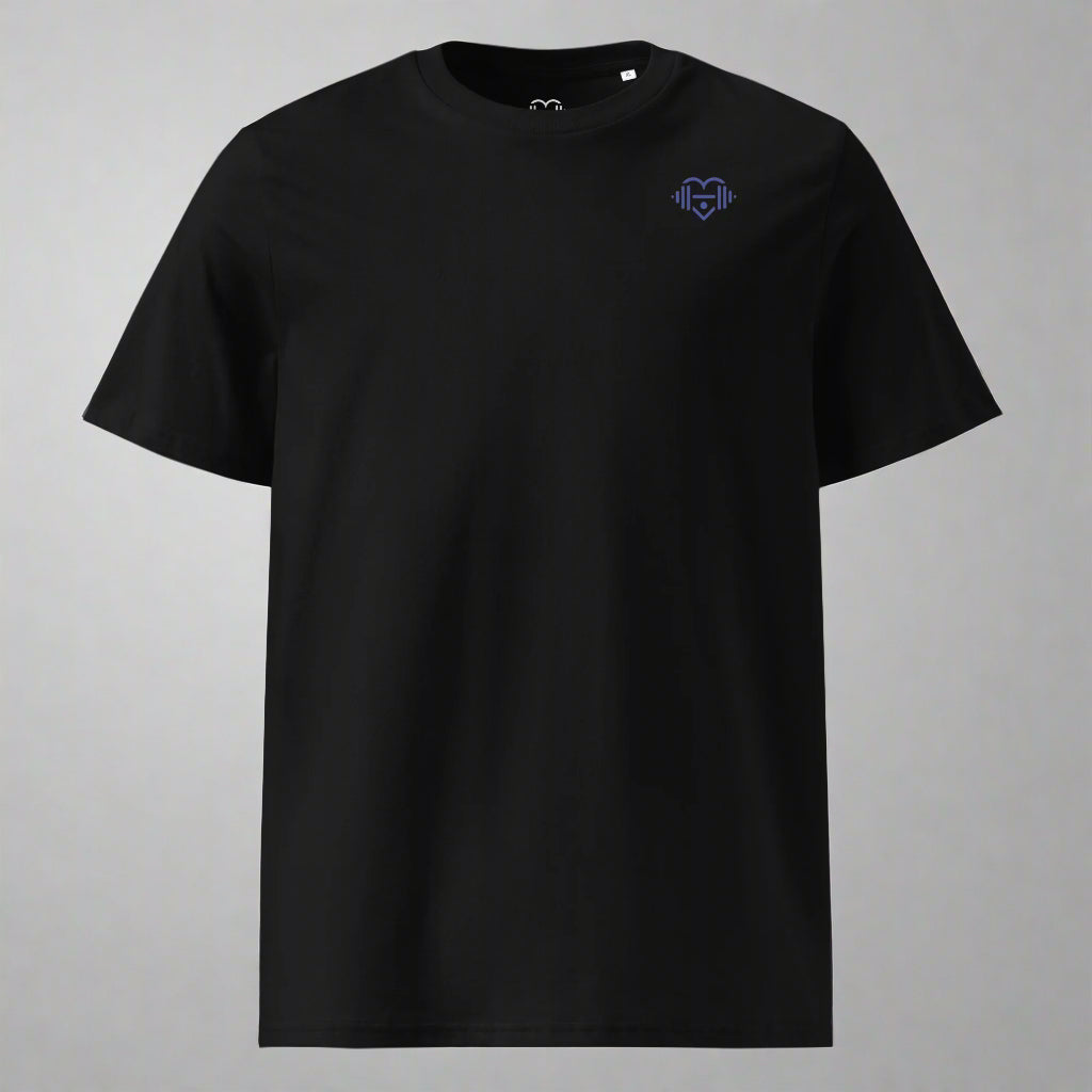 LOVEGYM Unisex Organic Cotton (Blue Graphic) T-Shirt in Black