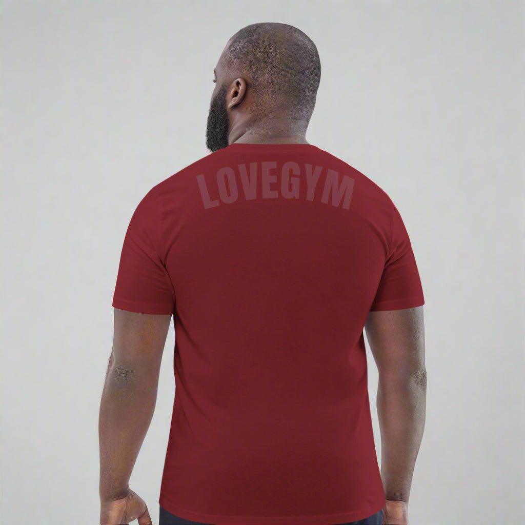 LOVEGYM Organic Cotton Graphic T-Shirt in Burgundy