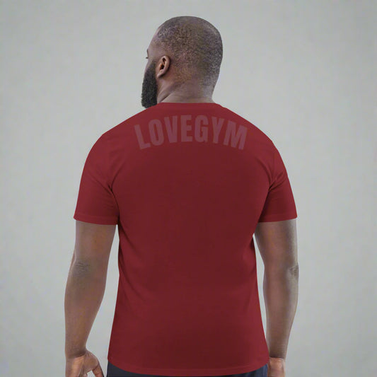 LOVEGYM Unisex Organic Cotton Graphic T-Shirt in Burgundy