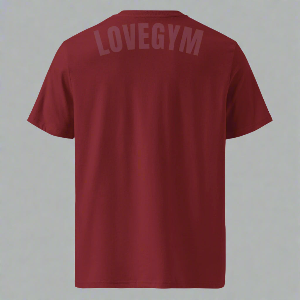 LOVEGYM Unisex Organic Cotton Graphic T-Shirt in Burgundy