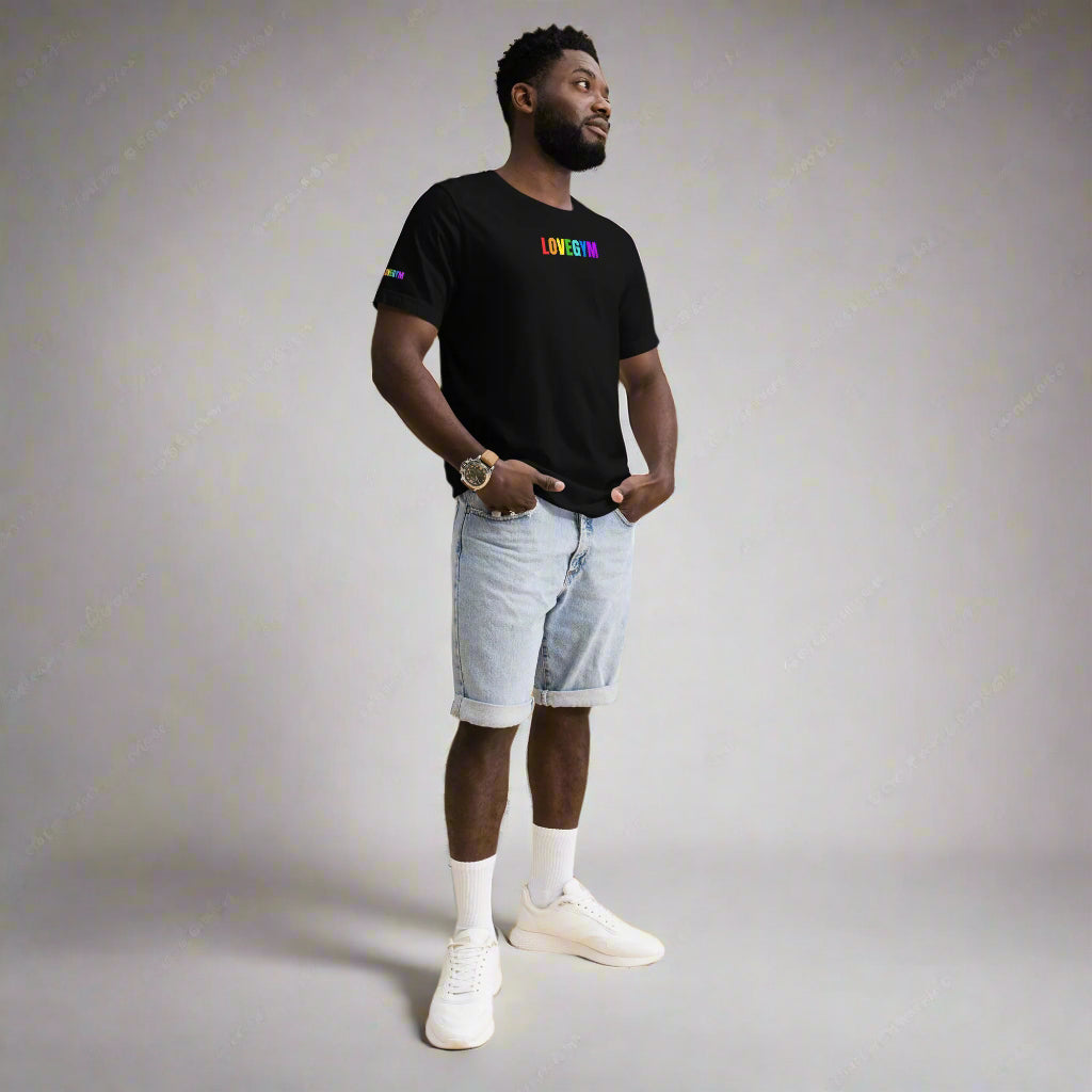 LOVEGYM Unisex T-shirt in Black– Pride Edit 🏳️🌈