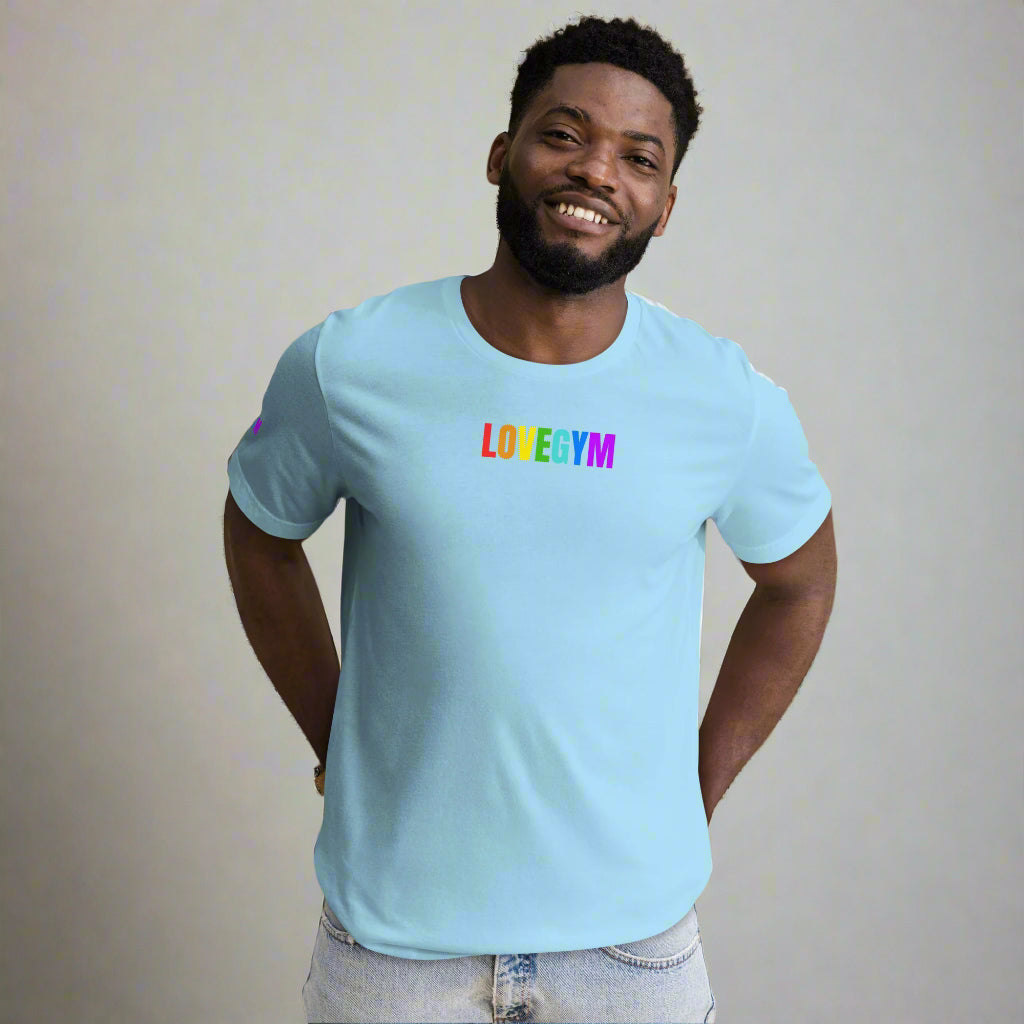 LOVEGYM Unisex T-shirt in Ocean Blue– Pride Edit 🏳️🌈