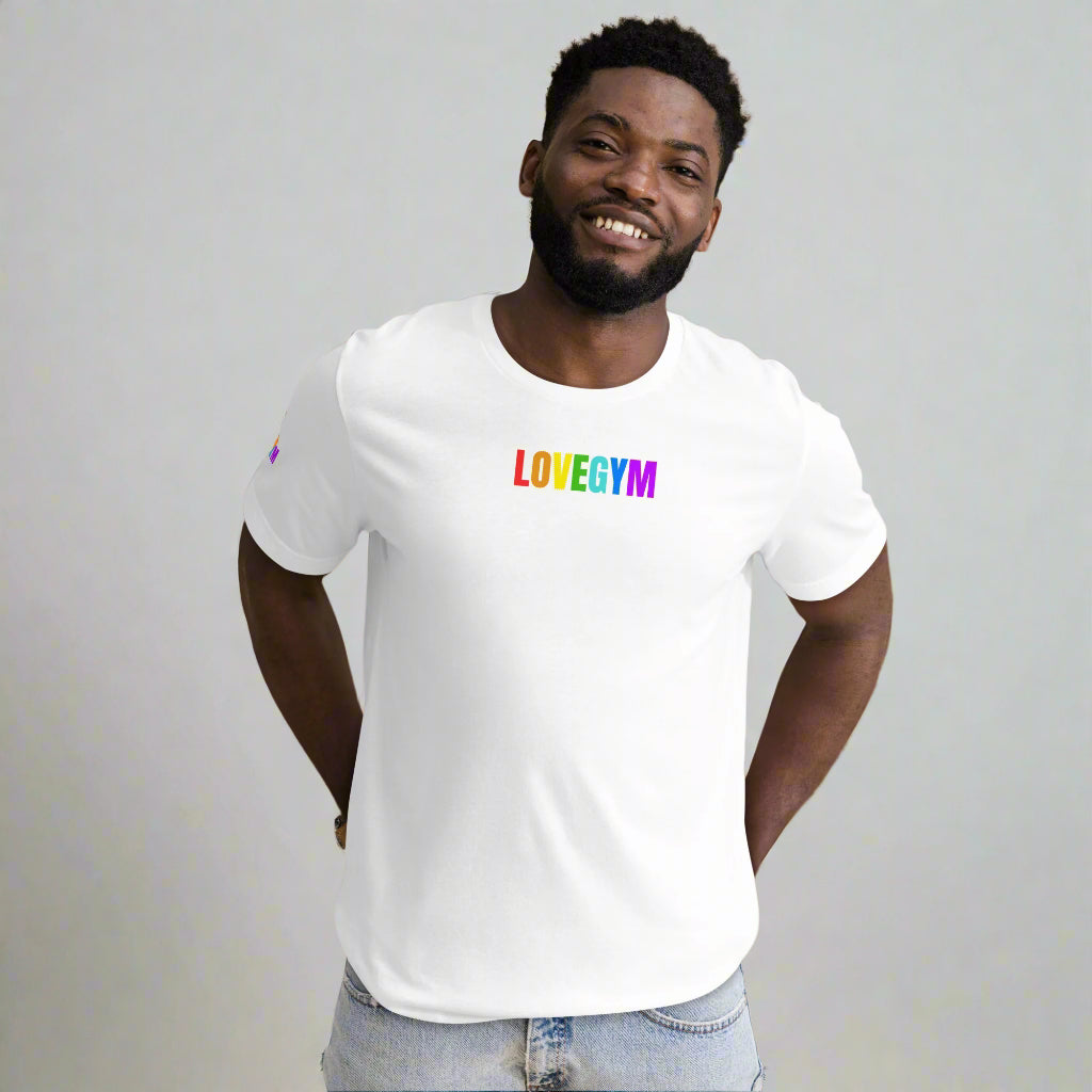 LOVEGYM Unisex T-shirt in White β Pride Edit π³οΈβπ
