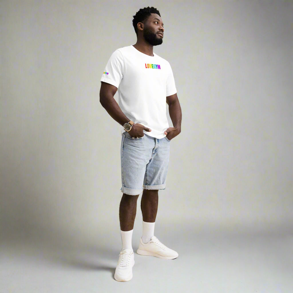 LOVEGYM Unisex T-shirt in White β Pride Edit π³οΈβπ