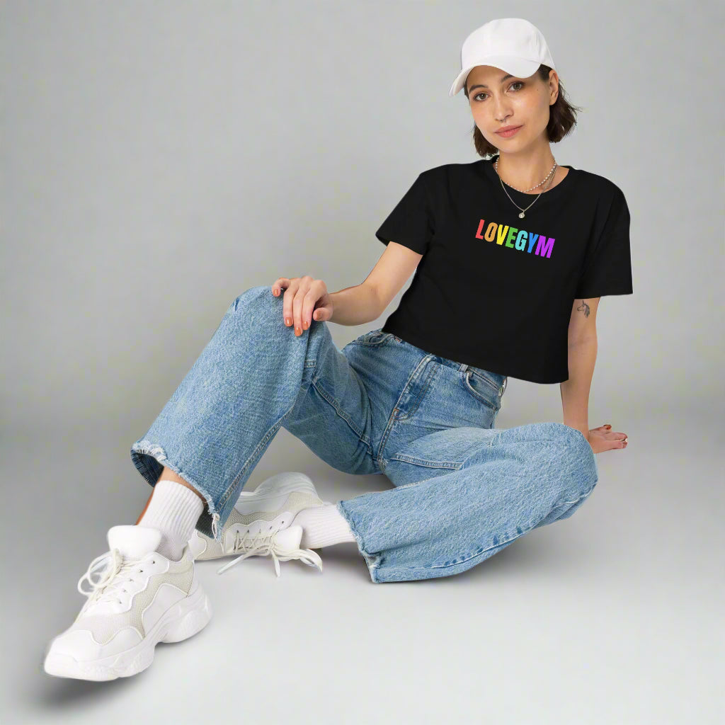 LOVEGYM Crop Top in Black– Pride Edit 🏳️🌈