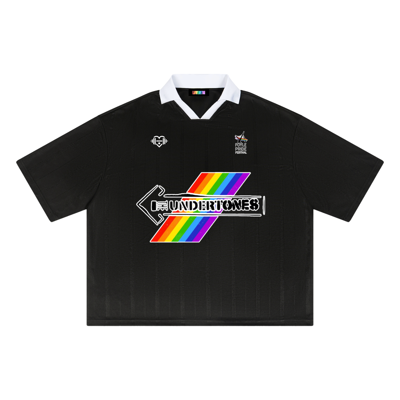 Football v Homophobia, Biphobia, Transphobia Boxy Soccer Jersey (Black Edition)